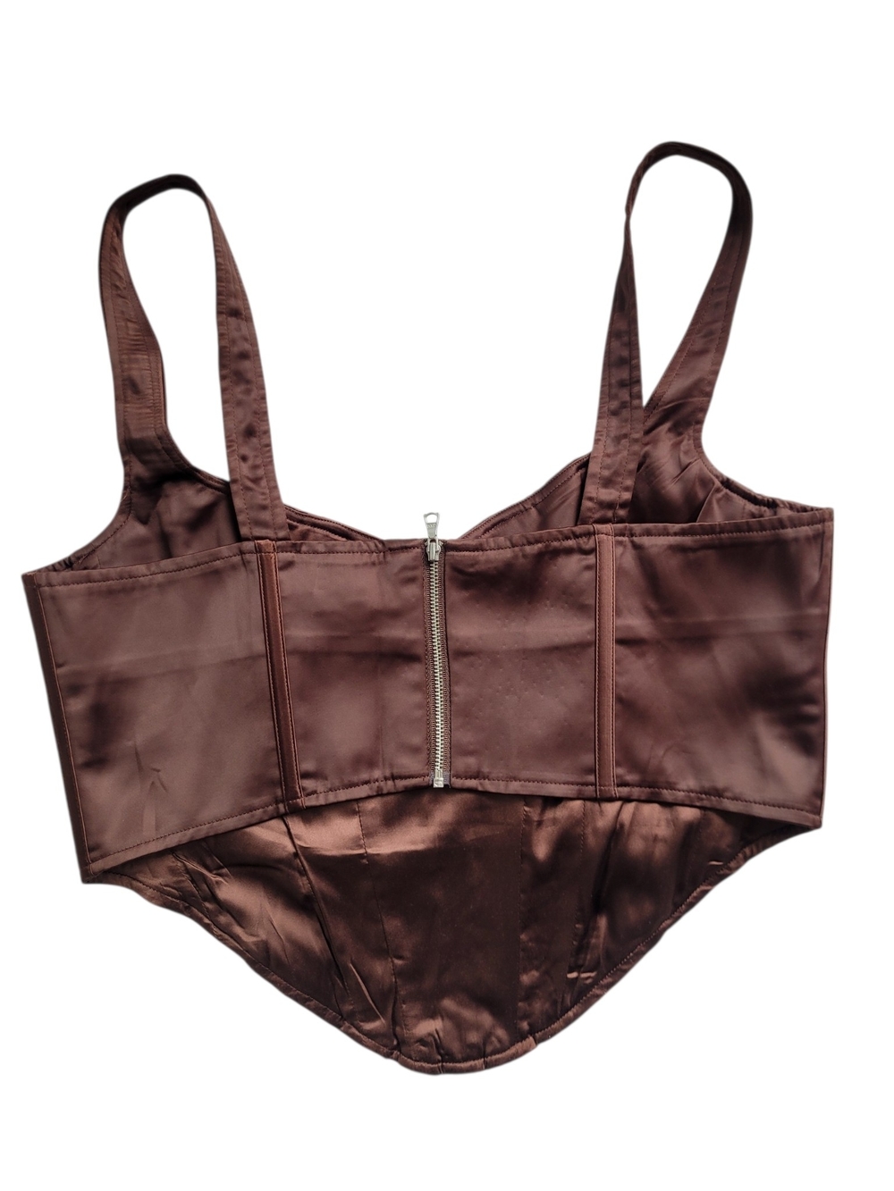 Revolve Bardot Satin Corset Top Ren Fair Brown 10 / XL - Picture 2 of 13